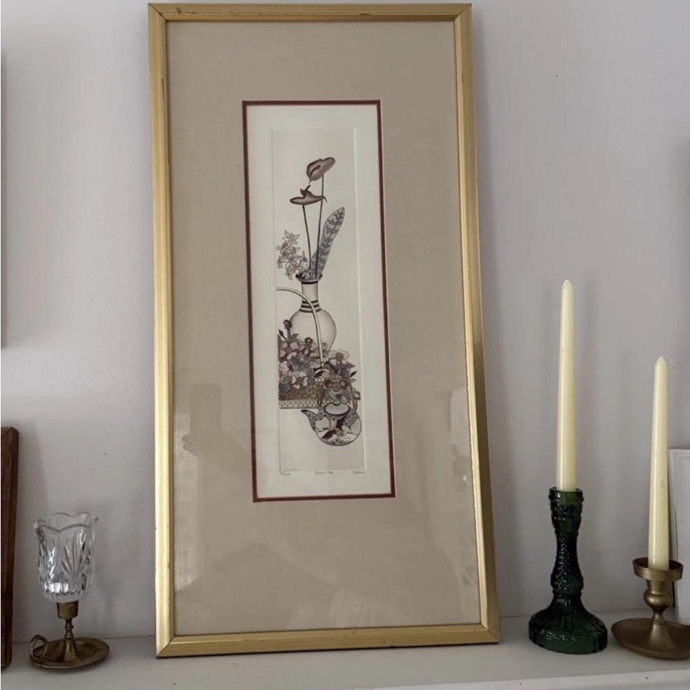 DeShon Douglas Before Tea 14"W x 28"L Original Art etching Signed Authenticated